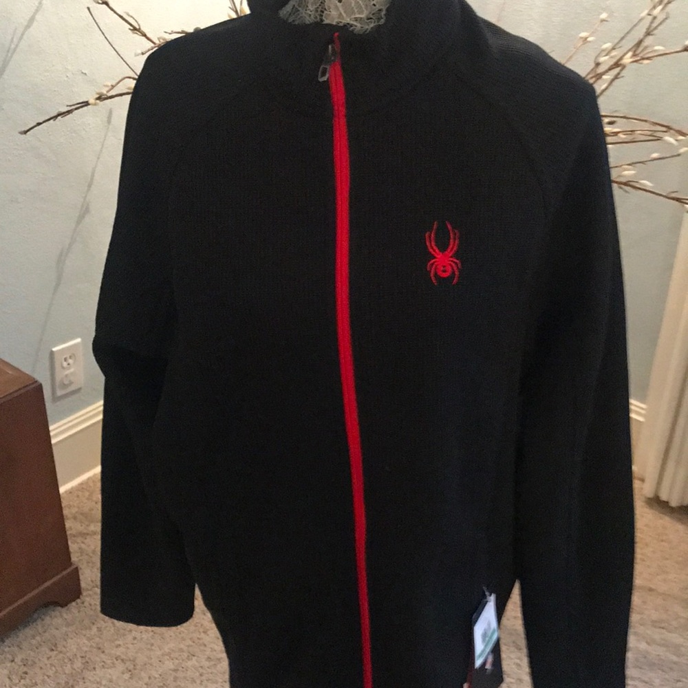 Black man spider jacket with red accent